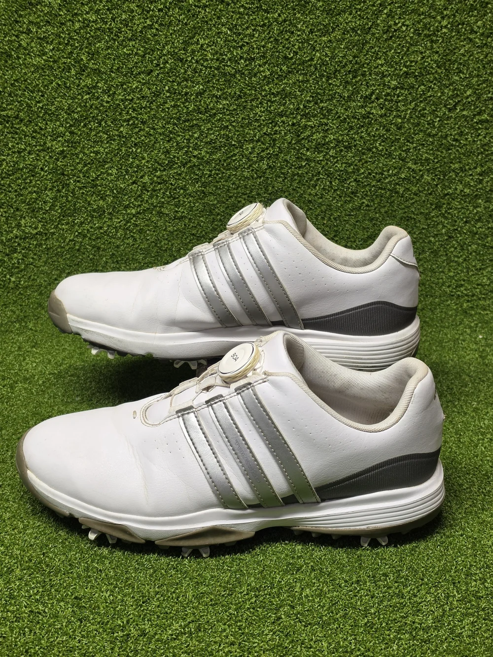 Adidas Tour 360 Golf Shoes Size 6.5 US White & Gray BOA Spiked Cleats EVN791001